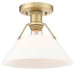 Orwell Semi Flush Ceiling Light - Brushed Champagne Brass / Opal