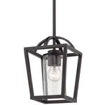 Mercer Mini Pendant - Matte Black / Clear Seeded