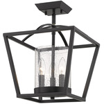 Mercer Convertible Semi Flush Ceiling / Pendant - Matte Black / Clear Seeded