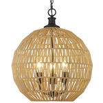 Florence Pendant - Matte Black / Raffia