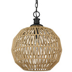 Florence Pendant - Matte Black / Raffia