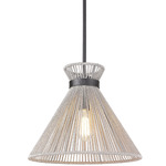 Avon Pendant - Matte Black / Raffia