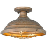 Bartlett Semi Flush Ceiling Light - Copper Patina