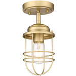 Seaport Semi Flush Ceiling Light - Brushed Champagne Brass