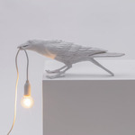 Bird Playing Outdoor Table Lamp - White