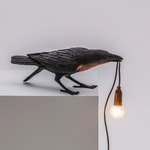 Bird Playing Outdoor Table Lamp - Black