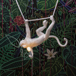 The Monkey Swinging Pendant - White