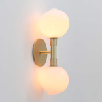 Stem 2X Wall Sconce / Ceiling Light - Brushed Brass / Opaque White