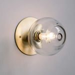 Stem 1X Wall Sconce / Ceiling Light - Brushed Brass / Clear