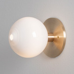 Stem 1X Wall Sconce / Ceiling Light - Brushed Brass / Opaque White
