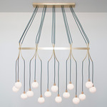 Drape Skirt Linear Chandelier - Brushed Brass / Opaque White