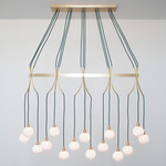 Drape Skirt Linear Chandelier - Brushed Brass / Opaque White