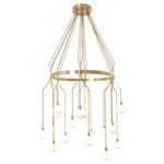 Drape Skirt Round Chandelier - Brushed Brass / Opaque White