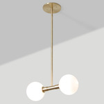 Stem 2X Pendant - Brushed Brass / Opaque White