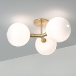 Stem 3X Wall Sconce / Ceiling Light - Brushed Brass / Opaque White