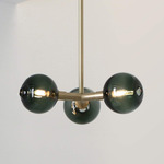 Stem 3X Pendant - Brushed Brass / Transparent Smoke