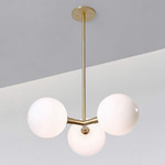 Stem 3X Pendant - Brushed Brass / Opaque White