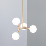 Veer Pendant - Brushed Brass / Opaque White