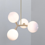 Veer Pendant - Brushed Brass / Opaque White