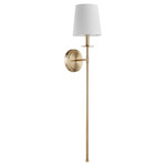 Linen Shade Adjustable Wall Sconce - Aged Brass / Linen