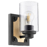 Corner Bracket Wall Sconce - Noir / Peppered Glass