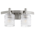 Stadium Bathroom Vanity Light - Satin Nickel / Clear Chiseled Glass