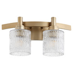 Stadium Bathroom Vanity Light - Aged Brass / Clear Chiseled Glass