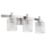 Stadium Bathroom Vanity Light - Satin Nickel / Clear Chiseled Glass