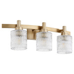 Stadium Bathroom Vanity Light - Aged Brass / Clear Chiseled Glass