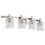 Stadium Bathroom Vanity Light - Satin Nickel / Clear Chiseled Glass