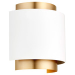 Two-Toned Drum Wall Sconce - Aged Brass / White