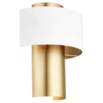 Two-Toned Half Cylinder Wall Sconce - Aged Brass / White