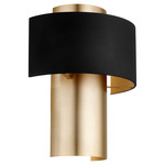 Two-Toned Half Cylinder Wall Sconce - Aged Brass / Black
