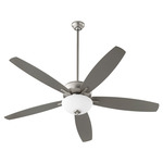Breeze 60 Inch Ceiling Fan with Bowl Light - Satin Nickel / Silver-Weathered Gray