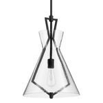 Seeded Glass Pendant - Noir / Clear Seeded