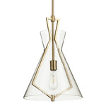 Seeded Glass Pendant - Aged Brass / Clear Seeded