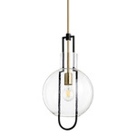 Glass Globe Pendant - Aged Brass / Clear Seeded