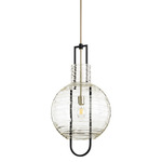 Glass Globe Pendant - Satin Nickel / Clear Textured