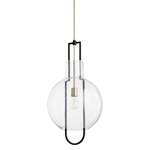 Glass Globe Pendant - Aged Brass / Clear Seeded