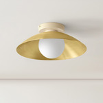 Arundel Orb Surface Mount - Bone Canopy / Brass Shade