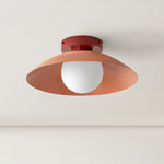 Arundel Orb Surface Mount - Oxide Red Canopy / Peach Shade