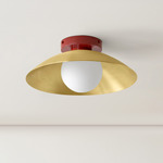Arundel Orb Surface Mount - Oxide Red Canopy / Brass Shade