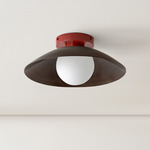 Arundel Orb Surface Mount - Oxide Red Canopy / Patina Brass Shade