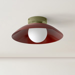 Arundel Orb Surface Mount - Reed Green Canopy / Oxide Red Shade
