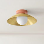Arundel Orb Surface Mount - Peach Canopy / Brass Shade