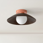 Arundel Orb Surface Mount - Peach Canopy / Patina Brass Shade