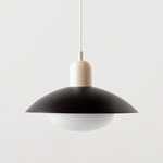 Arundel Mushroom Pendant - Bone / Black Shade