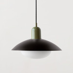 Arundel Mushroom Pendant - Reed Green / Black Shade