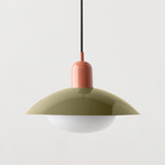 Arundel Mushroom Pendant - Peach / Reed Green Shade