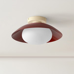 Arundel Mushroom Surface Mount - Bone Canopy / Oxide Red Shade